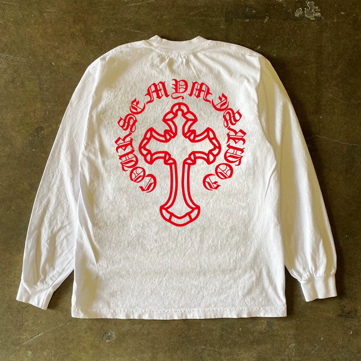 Contemporary Cotton Round Neck Long Sleeve T-Shirt