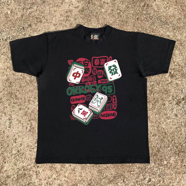 Blockbuster Mahjong Fortune Graphic Short Sleeve T-Shirt