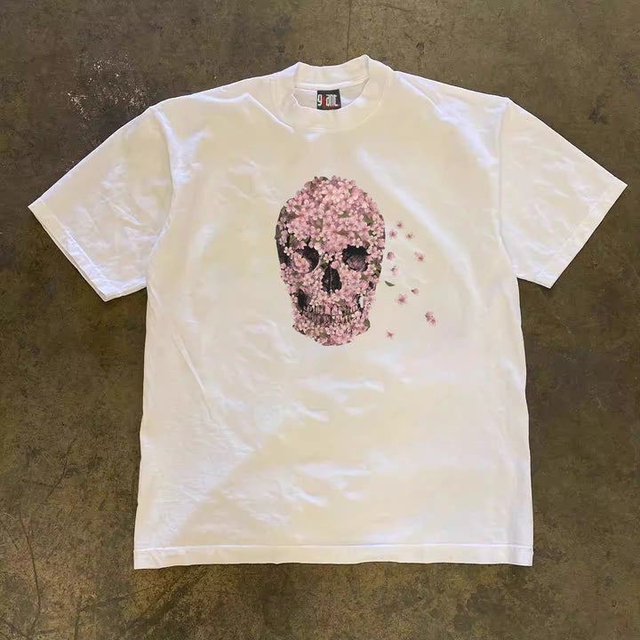 Sakura Skull Graphic Tee in Heavy Cotton