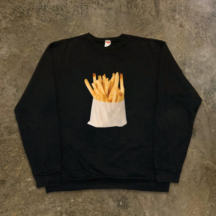 Chic Realistic French Fry Print Crewneck Sweatshirt