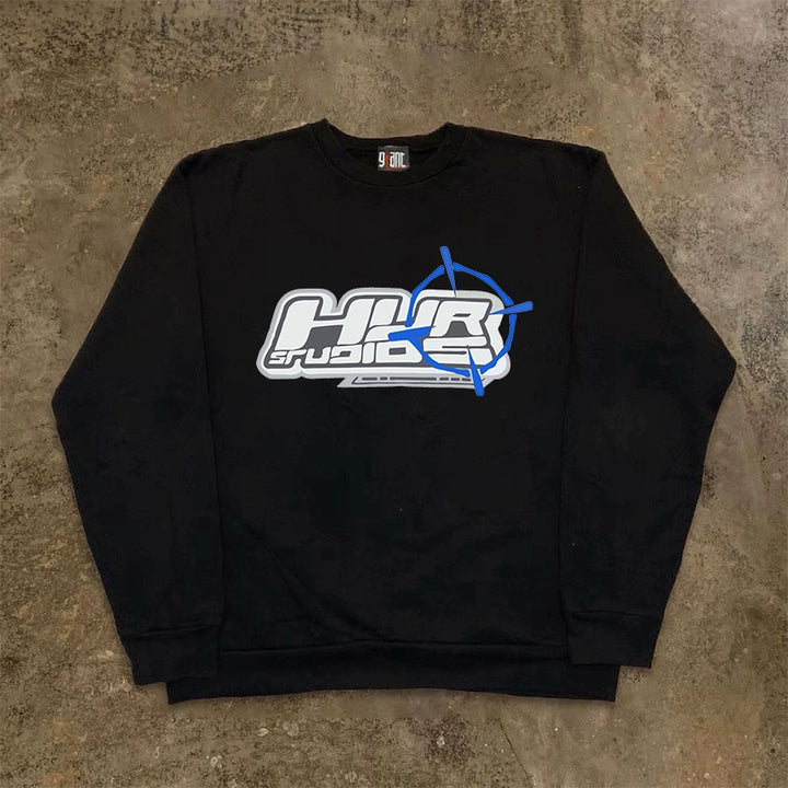 Vintage Hip Hop Letter Crew Neck Sweatshirt