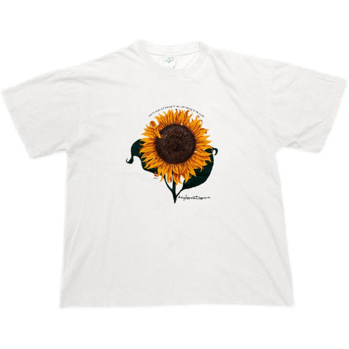 Vintage Sunflower Art Tee in White