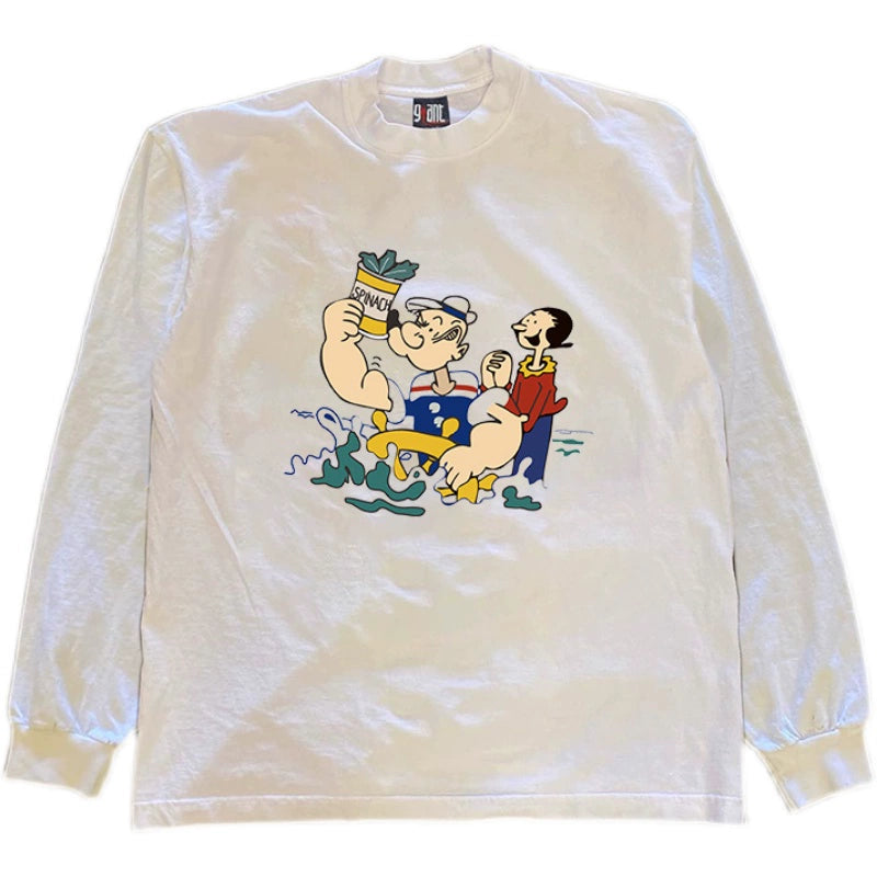 Popeye Hip Hop Inspired Graphic Long Sleeve T-Shirt