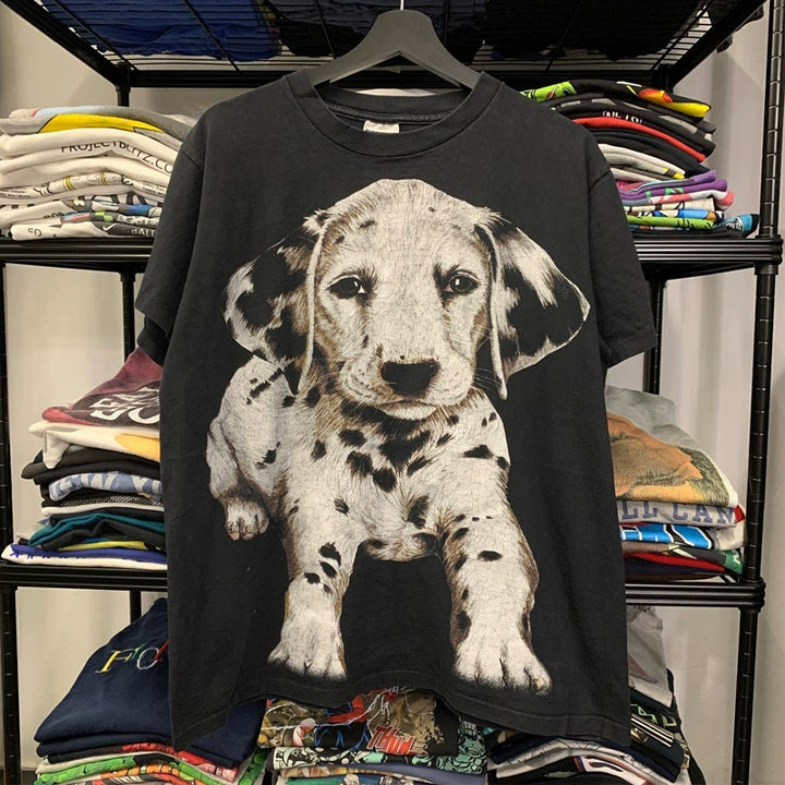 Retro Dog Print Cotton Tee