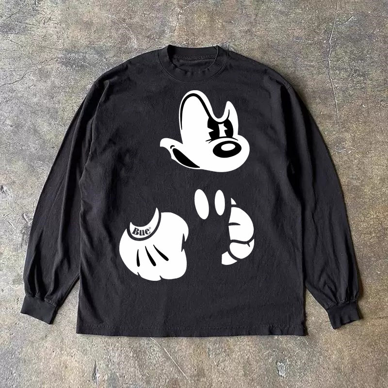 Mickey Mouse Graphic Long Sleeve T-Shirt in Pure Cotton