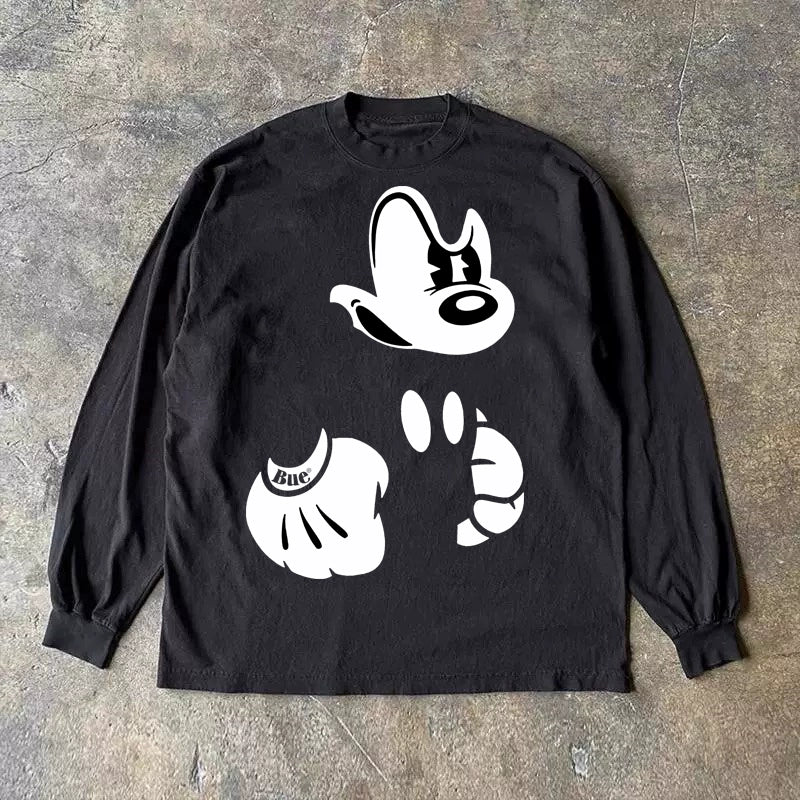 Mickey Mouse Graphic Long Sleeve T-Shirt in Pure Cotton