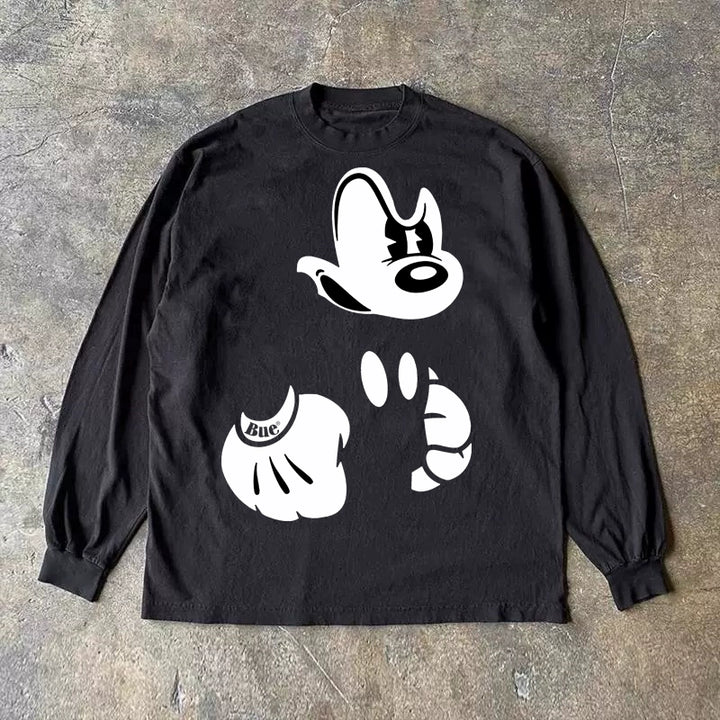 Mickey Mouse Graphic Long Sleeve T-Shirt in Pure Cotton