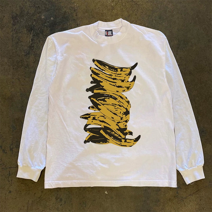 Banana Kingdom Hip Hop Graphic Long-Sleeved T-shirt