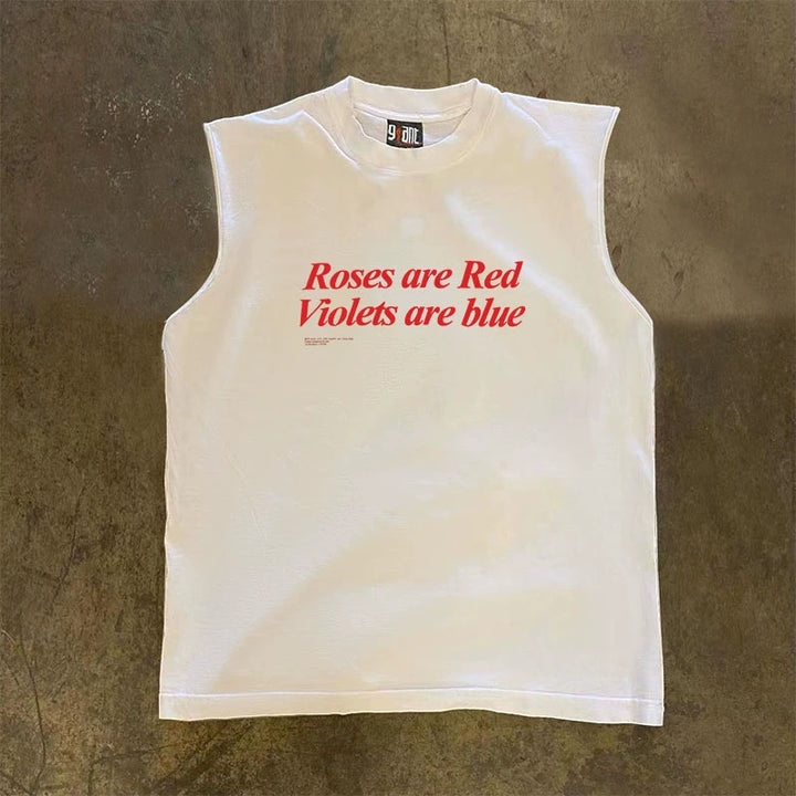 Heavyweight Opaque Red Letter Print Sleeveless Vest