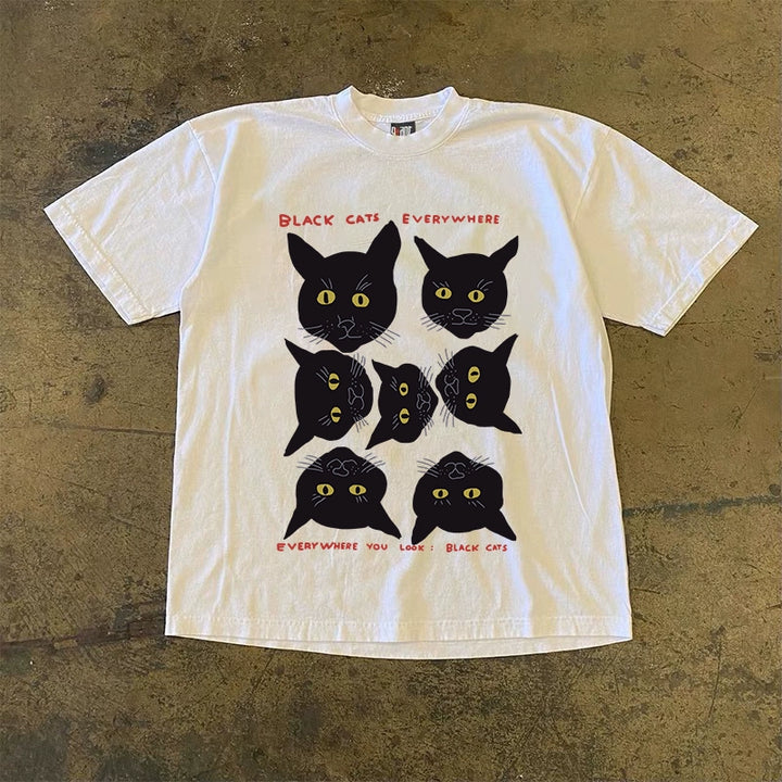 Blockbuster Black Cat Hip Hop Couple Tee