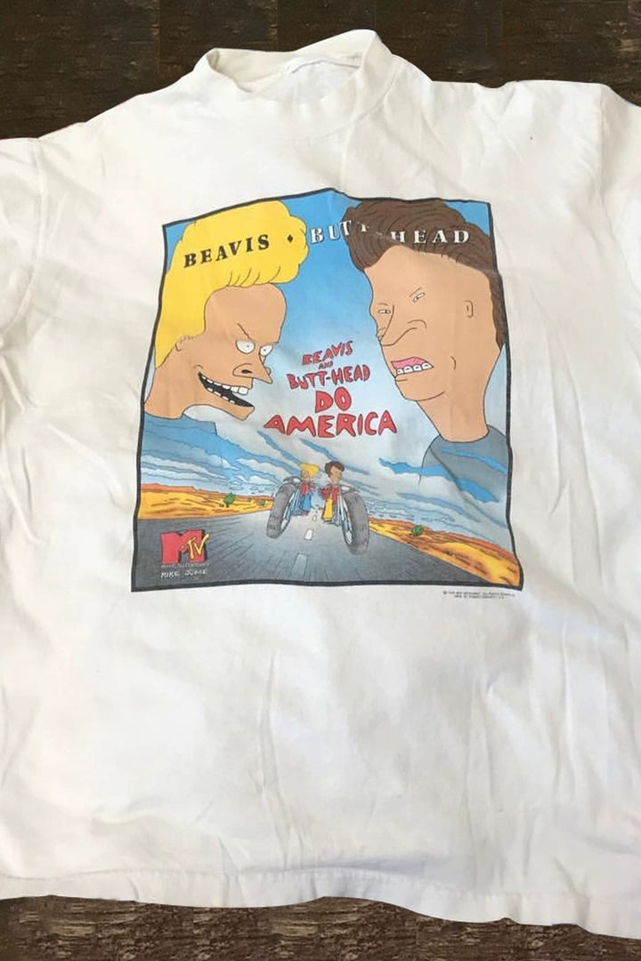 Classic Cartoon Tribute Tee: Beavis, Butt-Head & Egg Couple Design