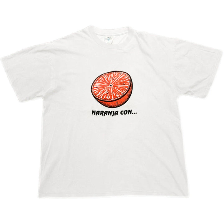 Vibrant Orange Illustration Vintage-Inspired Graphic Tee
