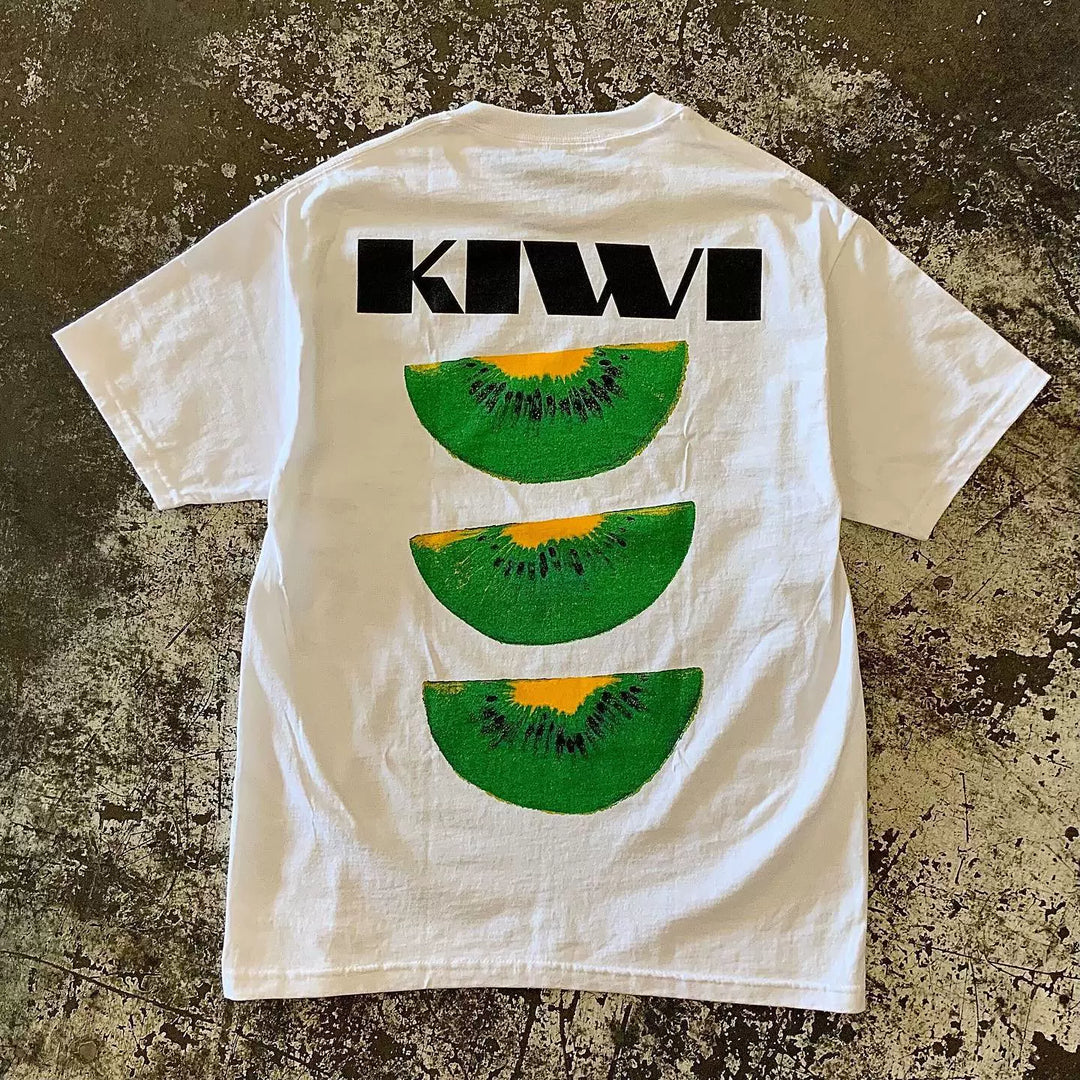 Retro Kiwi Letter Print T-Shirt