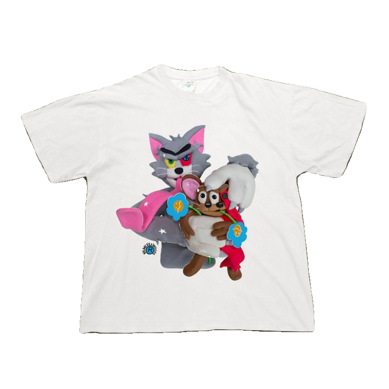 Artistic Cartoon Print Tee