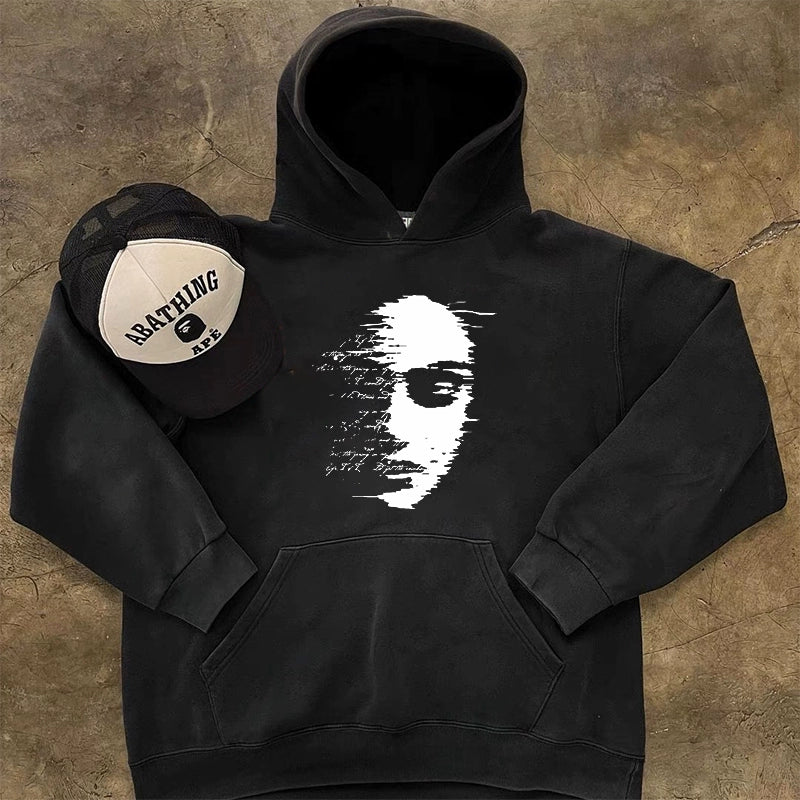 Afterimage Vintage Half Face Hooded Sweatshirt