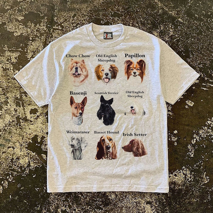 Versatile Puppy Print Short Sleeve T-Shirt