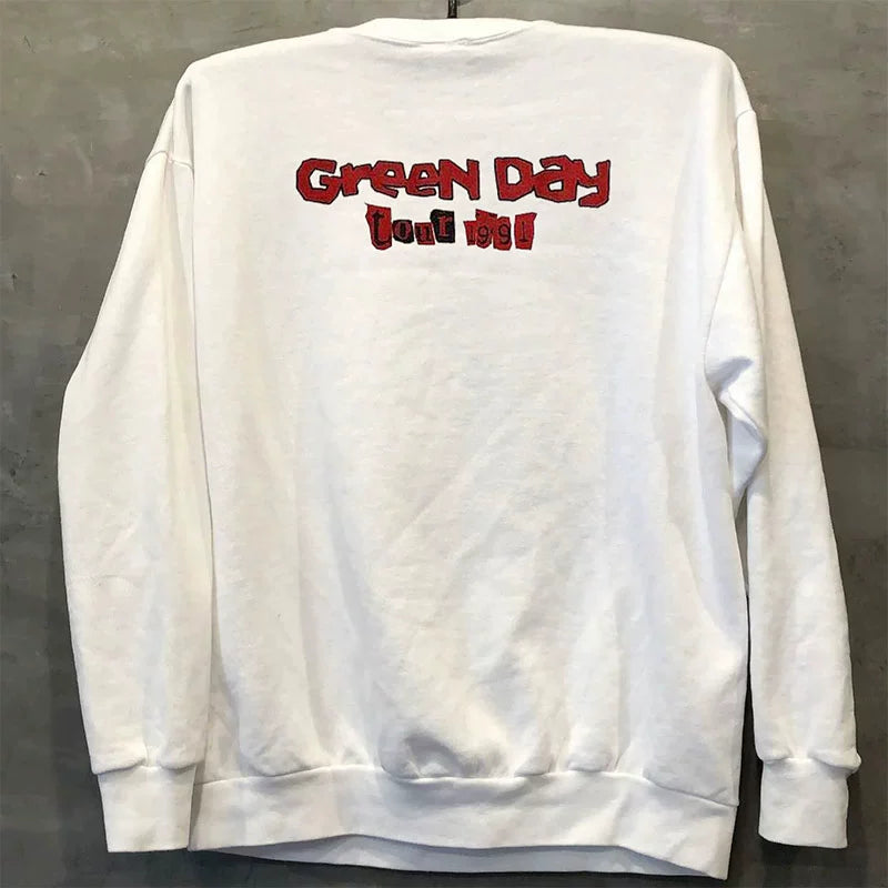 Green Day Vintage Rock Crew Neck Long Sleeve Sweatshirt