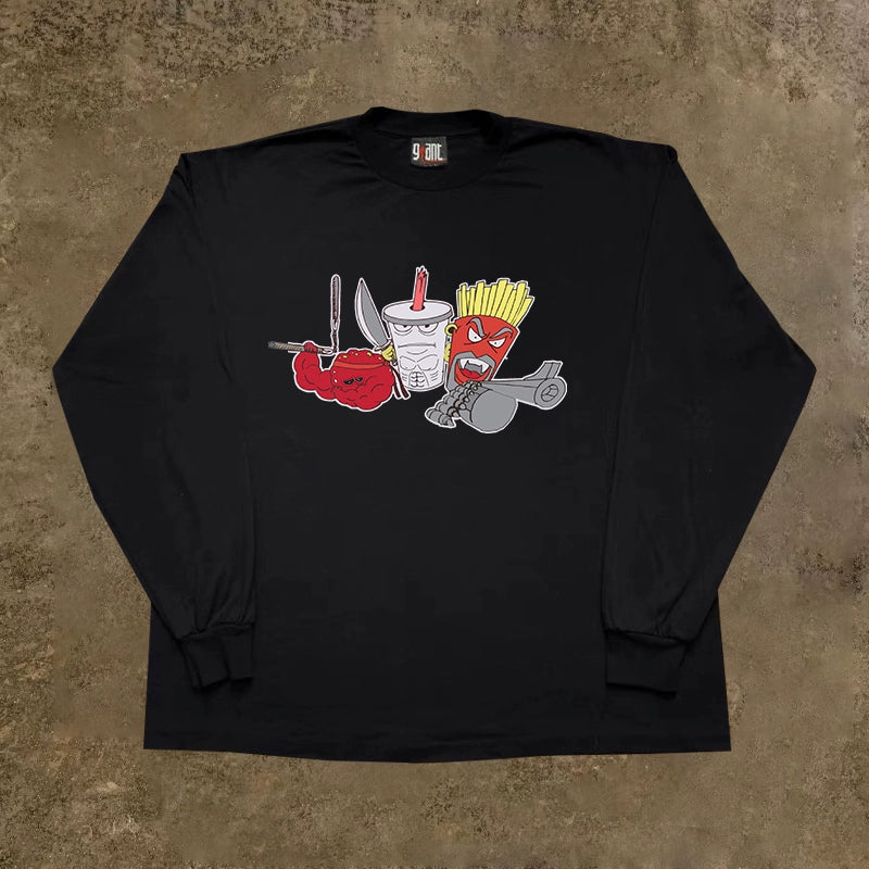 Grumpy Fries and Coke Hip Hop Long Sleeve T-Shirt