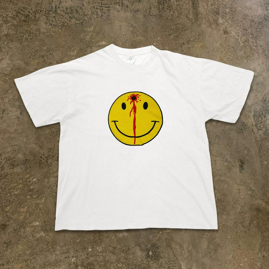 Oversized Vintage Cotton Smiley Face T-Shirt