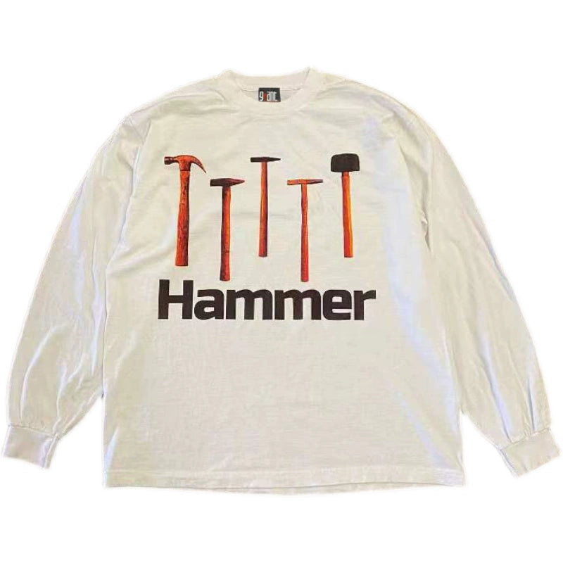 Heavy Hammer Hip Hop Graphic Long-Sleeved T-Shirt