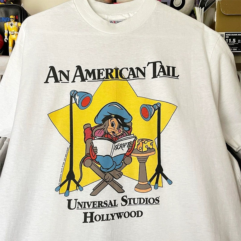 Trendy Printed Couple T-Shirt with American Tail Design