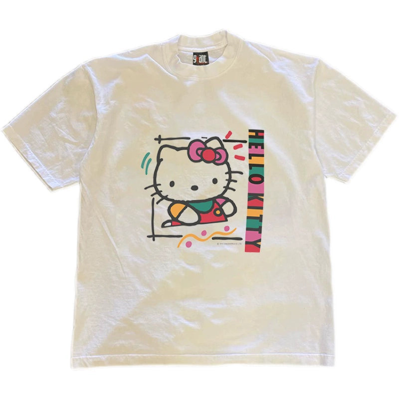 Whimsical Kitten Hong Kong Style Short Sleeve Tee