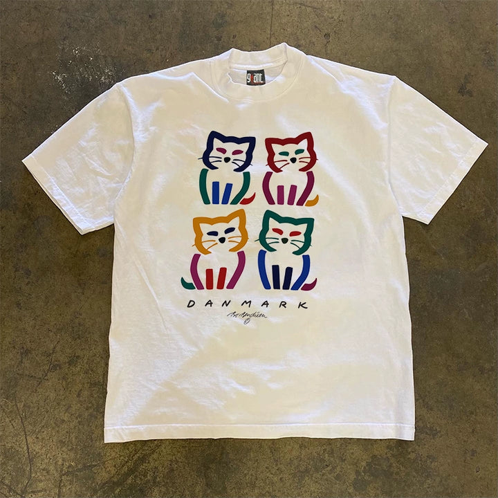 Colourful Cats Design T-Shirt