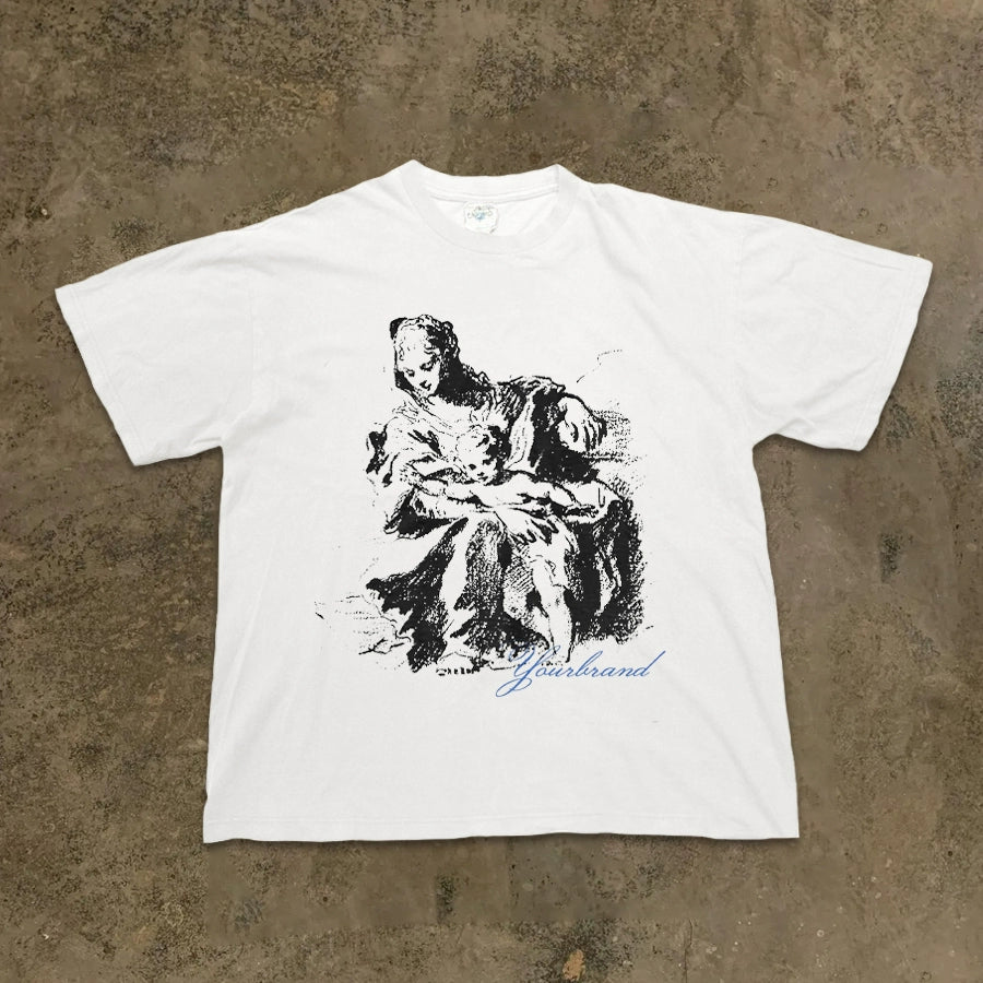 Vintage Angel Statue Hip-Hop Graphic Tee