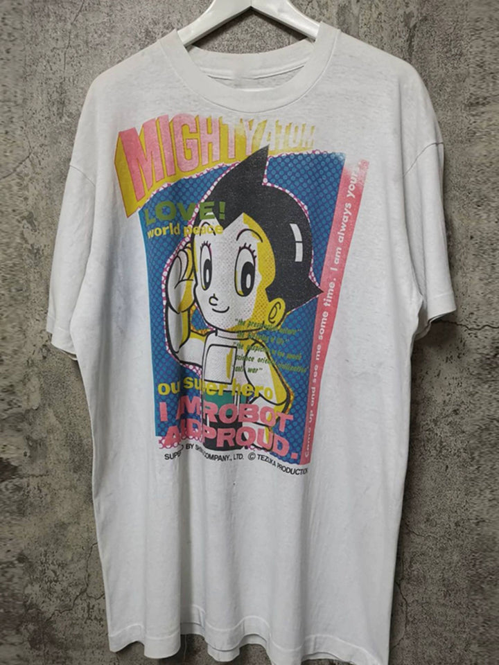 Vintage Cartoon Anime College Style T-Shirt