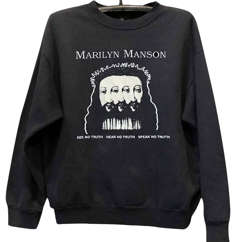 Vintage-Inspired Marilyn Manson Long Sleeve Sweatshirt