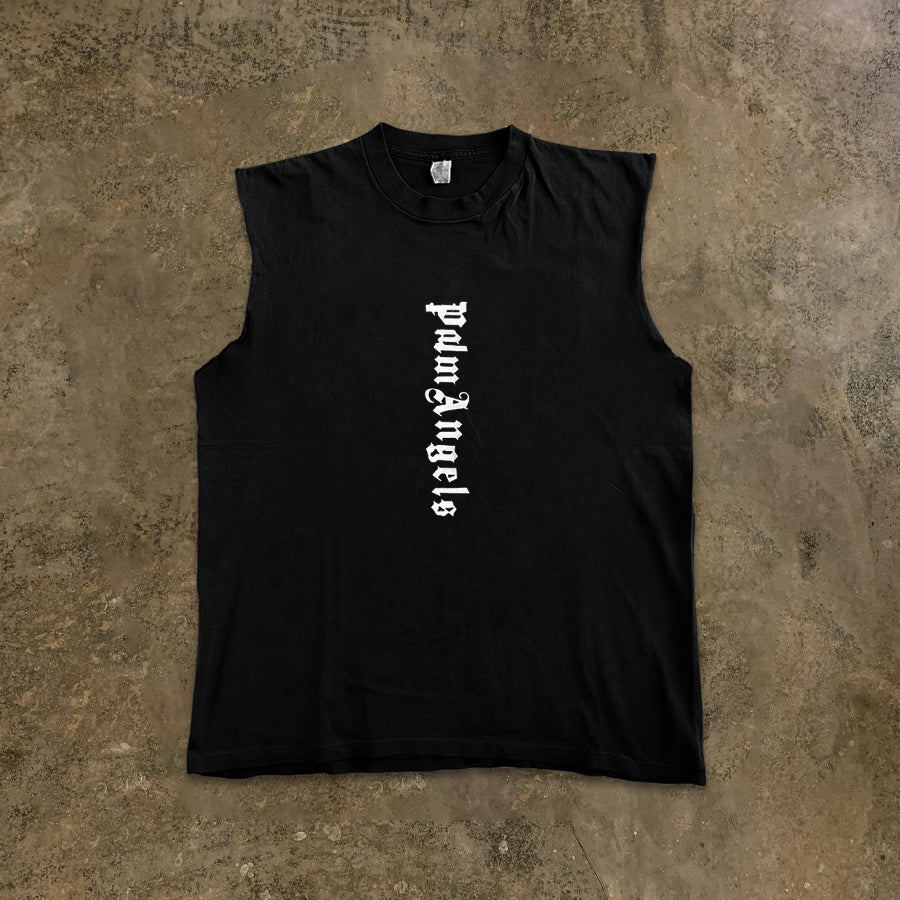 Bold Non-See-Through American Hip-Hop Sleeveless T-Shirt in Black and White