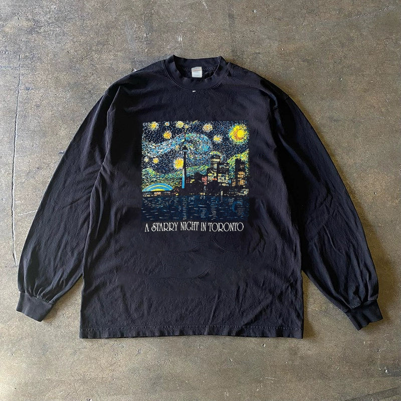 Van Gogh Oil Painting Graphic Long Sleeve T-Shirt