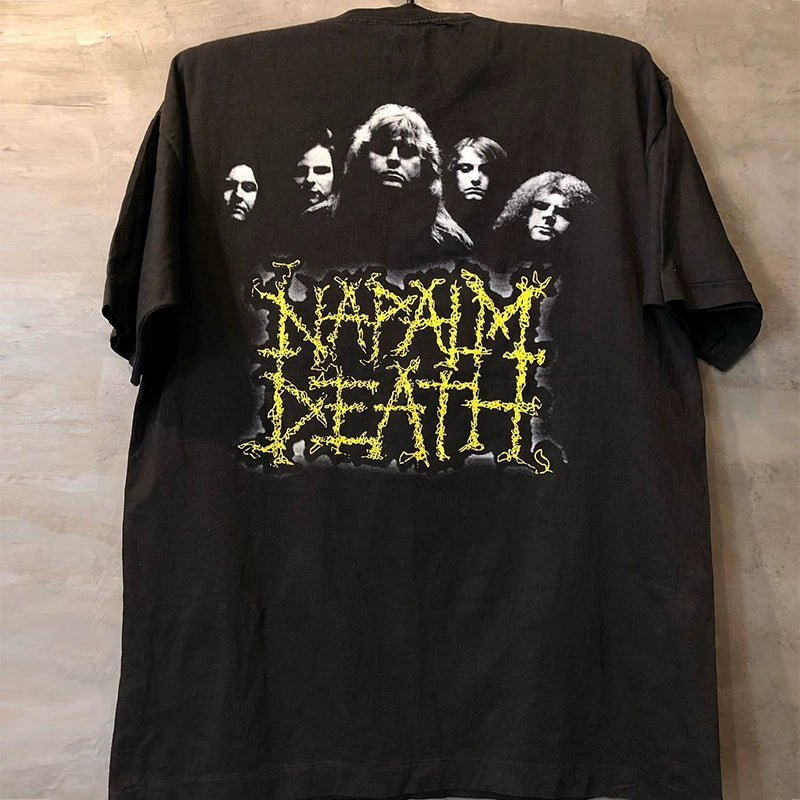 Chic Graphic T-Shirt Featuring Napalm Death and Cumcore Aesthetic