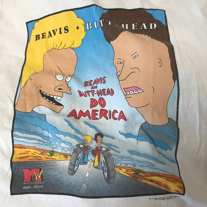 Classic Cartoon Tribute Tee: Beavis, Butt-Head & Egg Couple Design