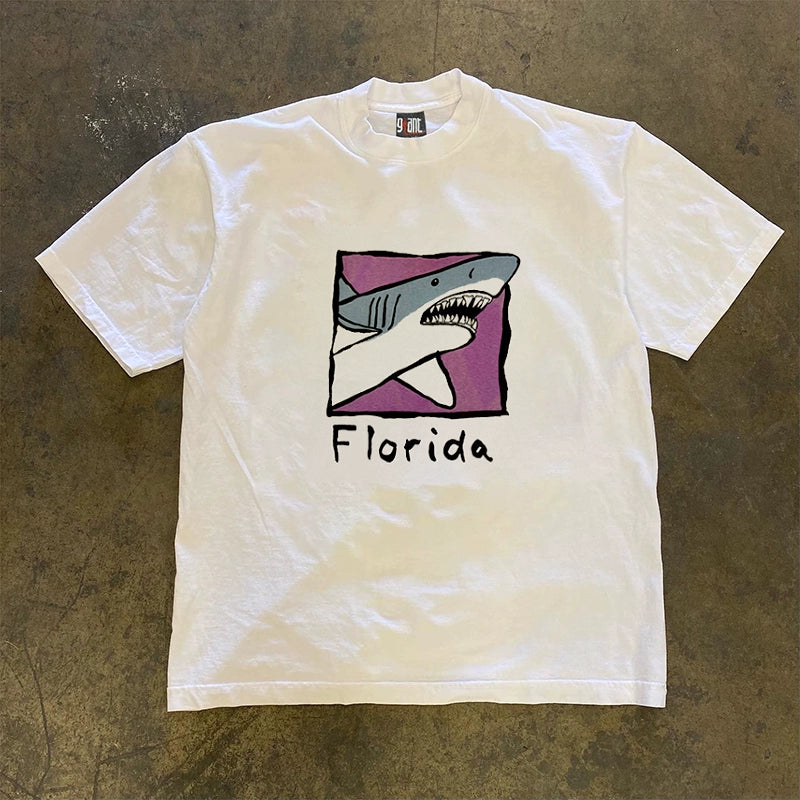 Florida Sharks Trendy Summer Graphic Tee