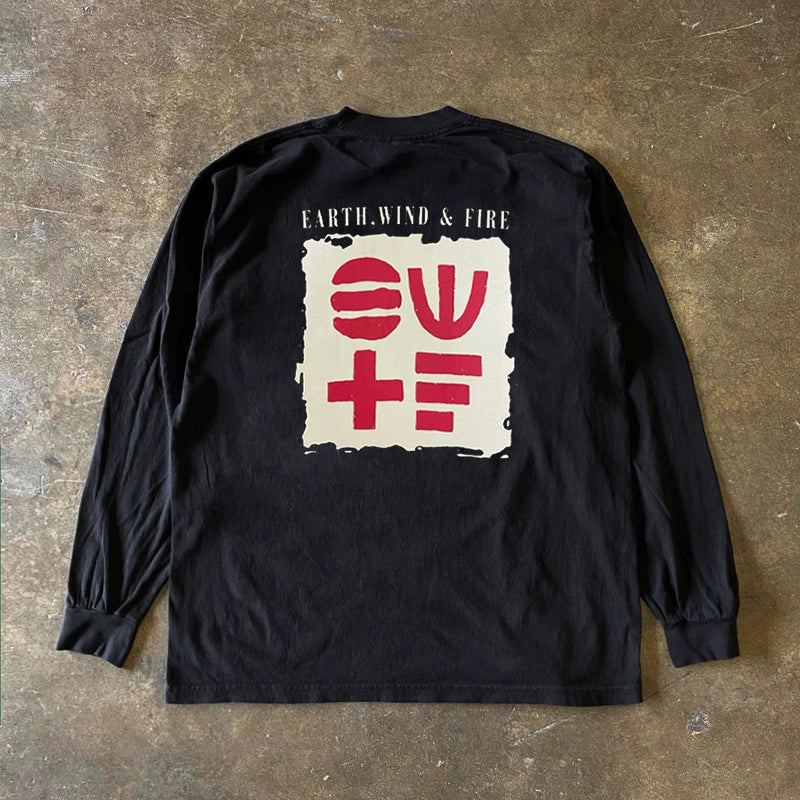 Vintage American-Style Graphic Long Sleeve T-Shirt