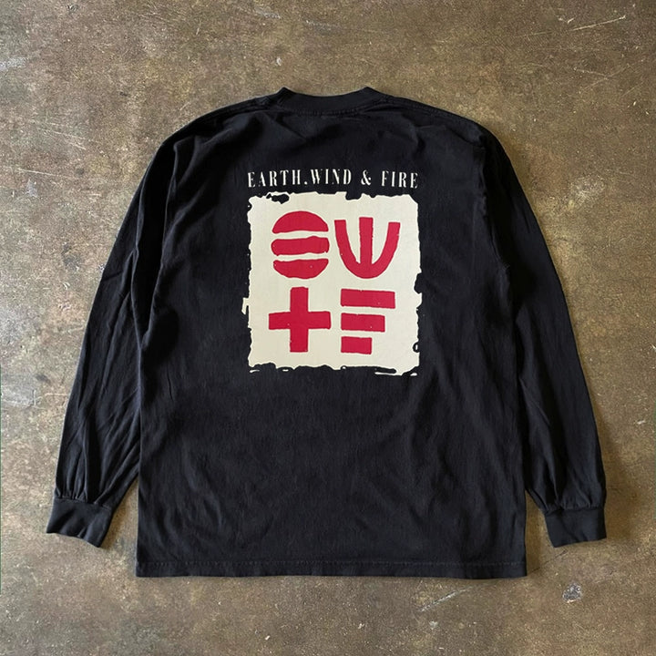 Vintage American-Style Graphic Long Sleeve T-Shirt
