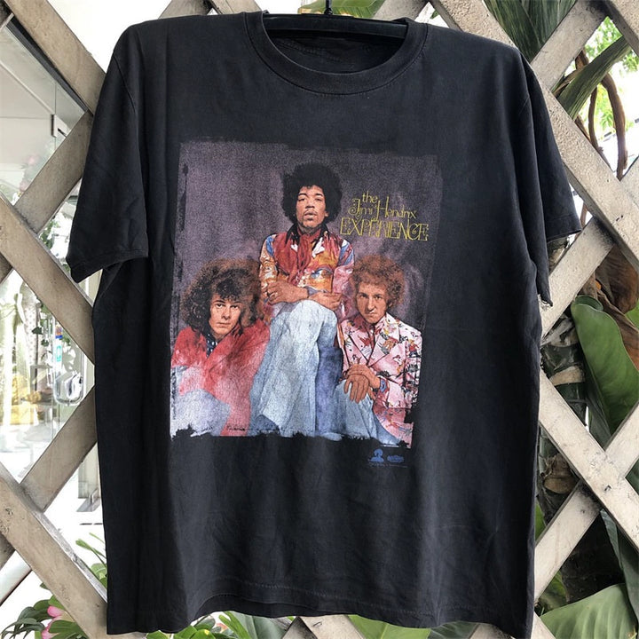 Vintage Jimi Hendrix Portrait Rock Print T-Shirt