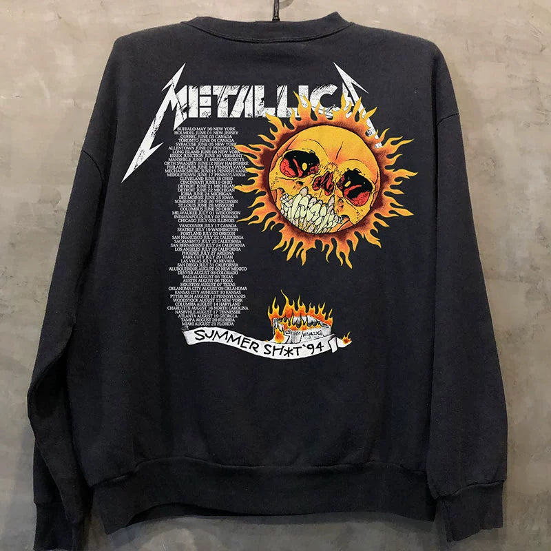 Metallica Vintage Heavy Metal Graphic Long Sleeve Sweatshirt