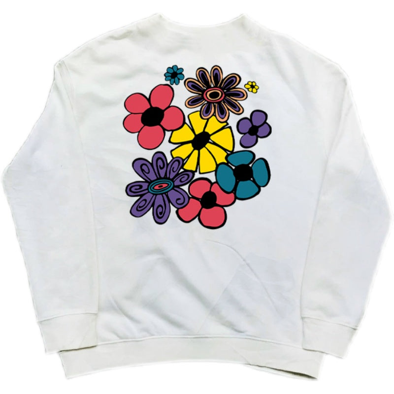 Blooming Floral Cartoon Print Pullover Sweatshirt