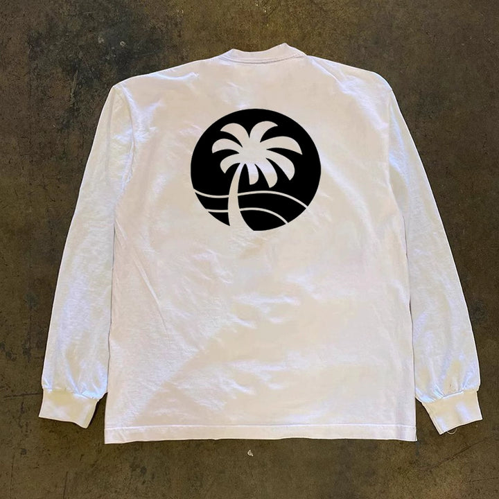 Minimalist Coconut Tree Design Long Sleeve T-Shirt