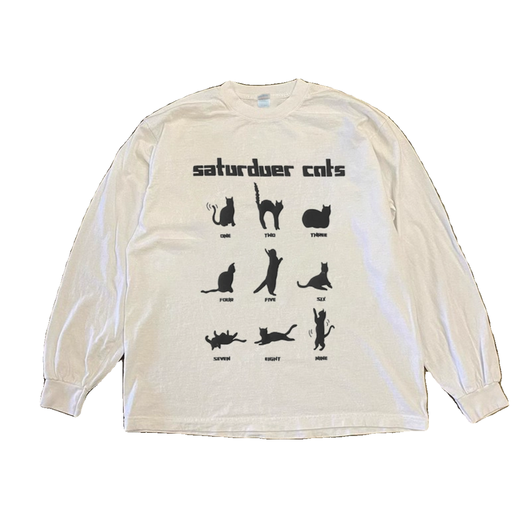 Wild Cat Illustration Black & WHITE Long Sleeve T-Shirt