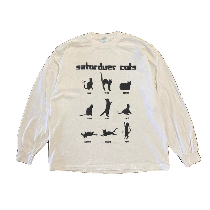 Wild Cat Illustration Black & WHITE Long Sleeve T-Shirt