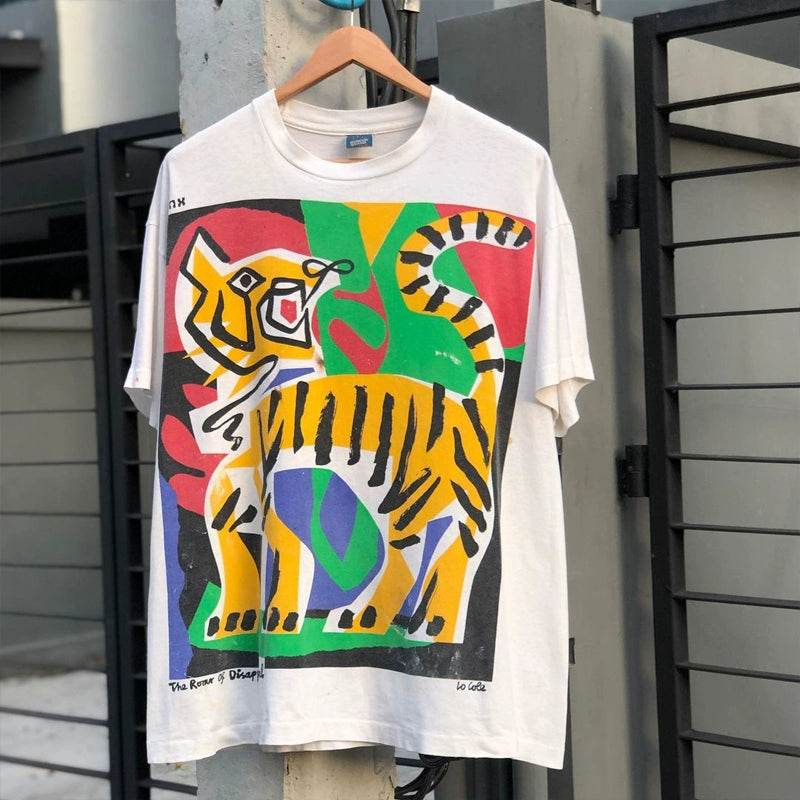 Heavyweight Oversized Hip-Hop T-Shirt with Tiger Design