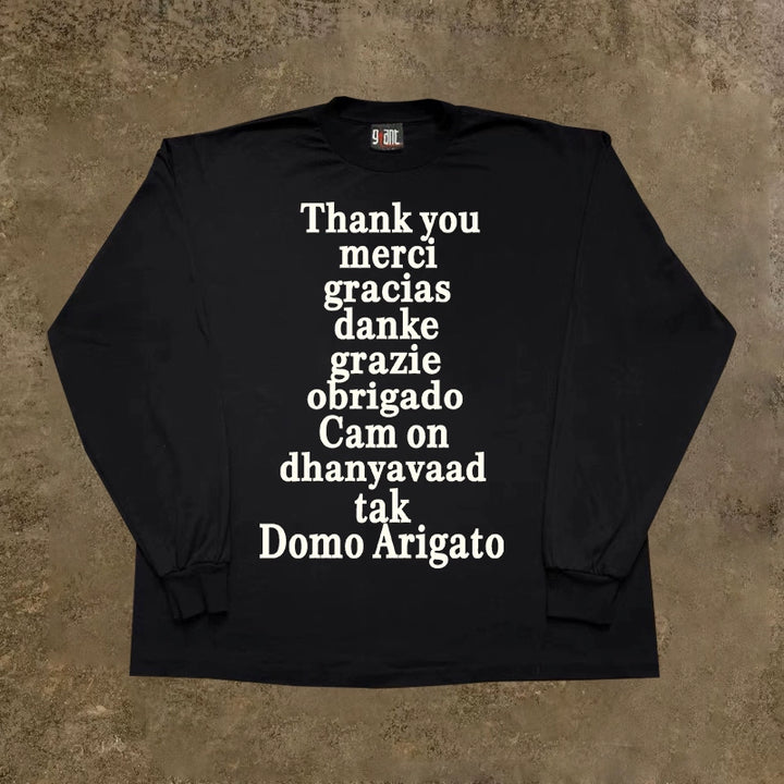 Multilingual Thank You Graphic Long Sleeve T-Shirt