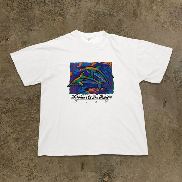 Retro Dolphin Oil Painting Graphic Tee