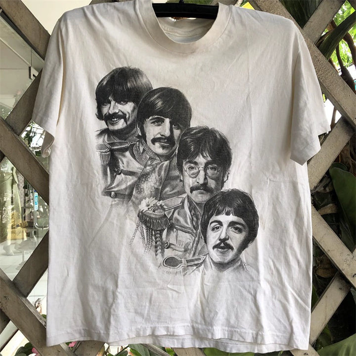 The Beatles Retro Lennon Sketch Print T-Shirt