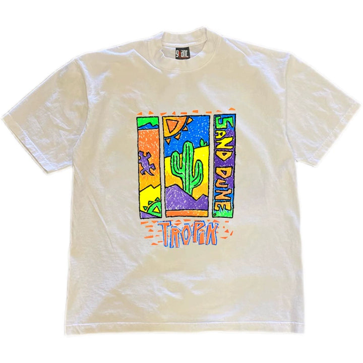 Graffiti Cactus Letter Short Sleeve T-Shirt