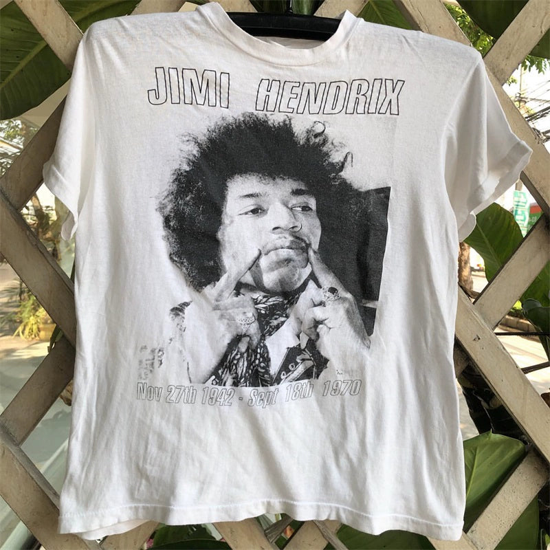 Vintage Jimi Hendrix Rock Portrait Short Sleeve T-Shirt