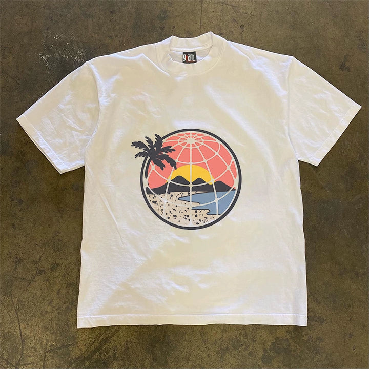 Hong Kong-Inspired Beach Earth Graphic T-Shirt